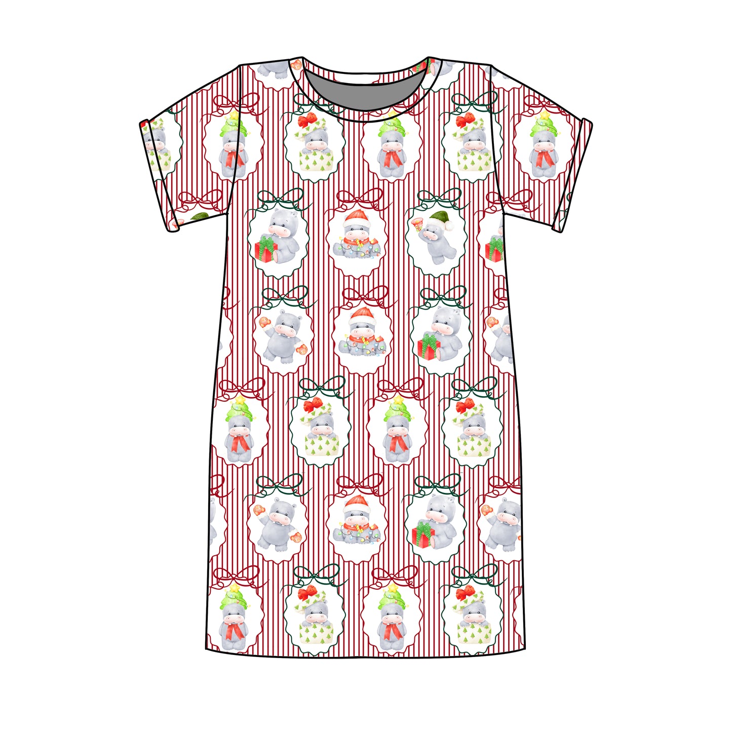 Hippo For Christmas Girls' Gown