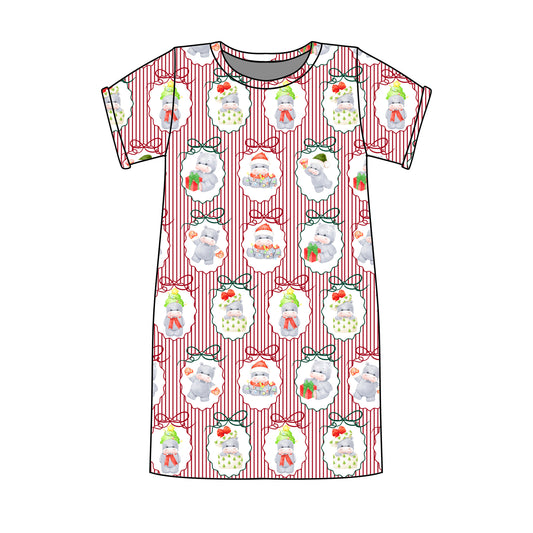 Hippo For Christmas Girls' Gown